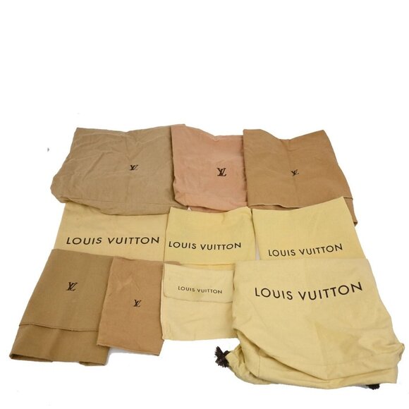 LOUIS VUITTON Logo 10 Set Dust Bag Drawstring Canvas Cotton Beige Brown - Picture 1 of 16